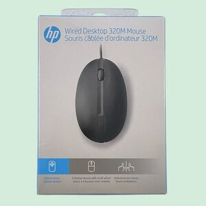 NIB • HP Wired Desktop 320M Black USB Mouse. New in box.